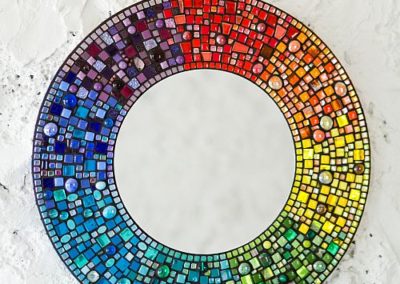Round rainbow mosaic mirror