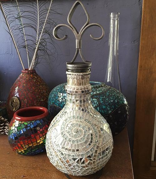 Mirror mosaic bottle with stopper