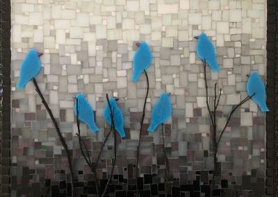 "Misty Morning Bluebirds" mosaic