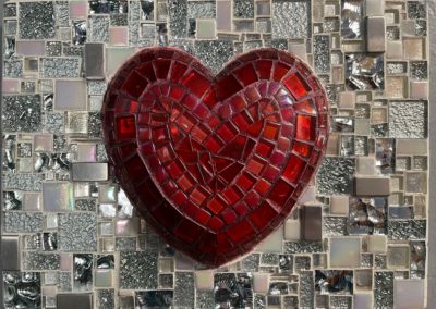 Brave Heart, 3D heart in red w/ white/silver background