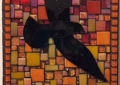 Lone Crow Sunset mosaic in recycled glass tile