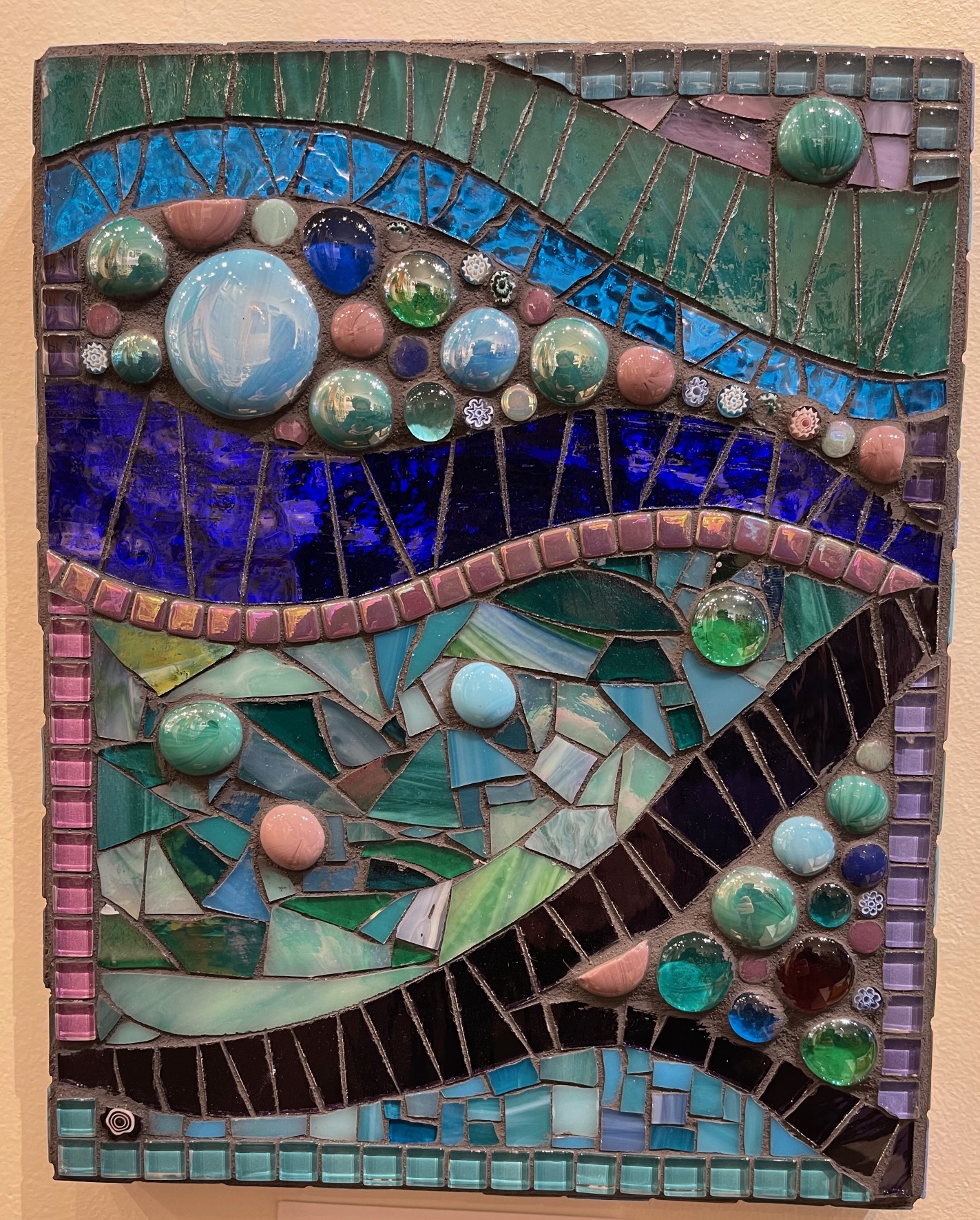 "Bejeweled" jewel-toned glass & ceramic mosaic wall art